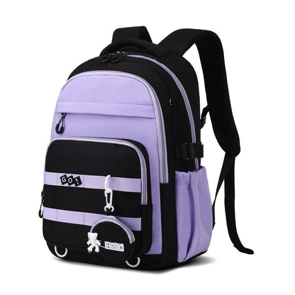 Schulrucksack Mädchen 3.-9. Klasse Schwarz-Lila | Trolley-Kompatibel & Wasserdicht