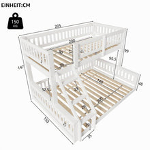 Oxtao Etagenbett 140x200 cm Hochbett mit Leiter und Rausfallschutz für 3 Kinder, Weiß, ohne Matratze