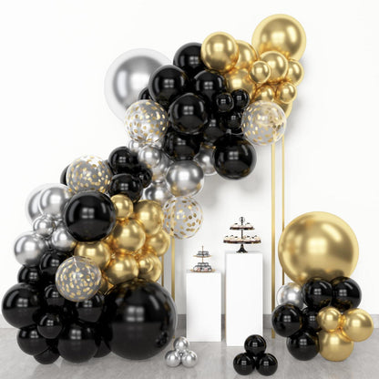 Schwarz Gold Ballons Girlande Set für Party & Deko