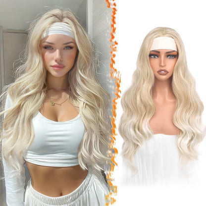Blond gewellte Stirnband Perücke 66cm – Natürlicher Look