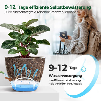Selbstbewässernder Blumentopf 2er Set 25cm – Weiß