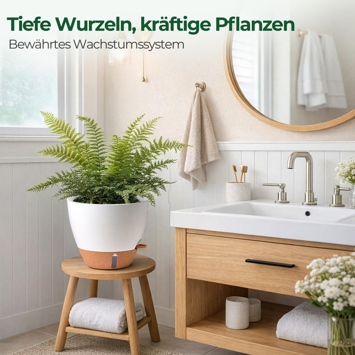 Selbstbewässernder Blumentopf 2er Set 25cm – Weiß