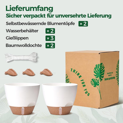 Selbstbewässernder Blumentopf 2er Set 25cm – Weiß