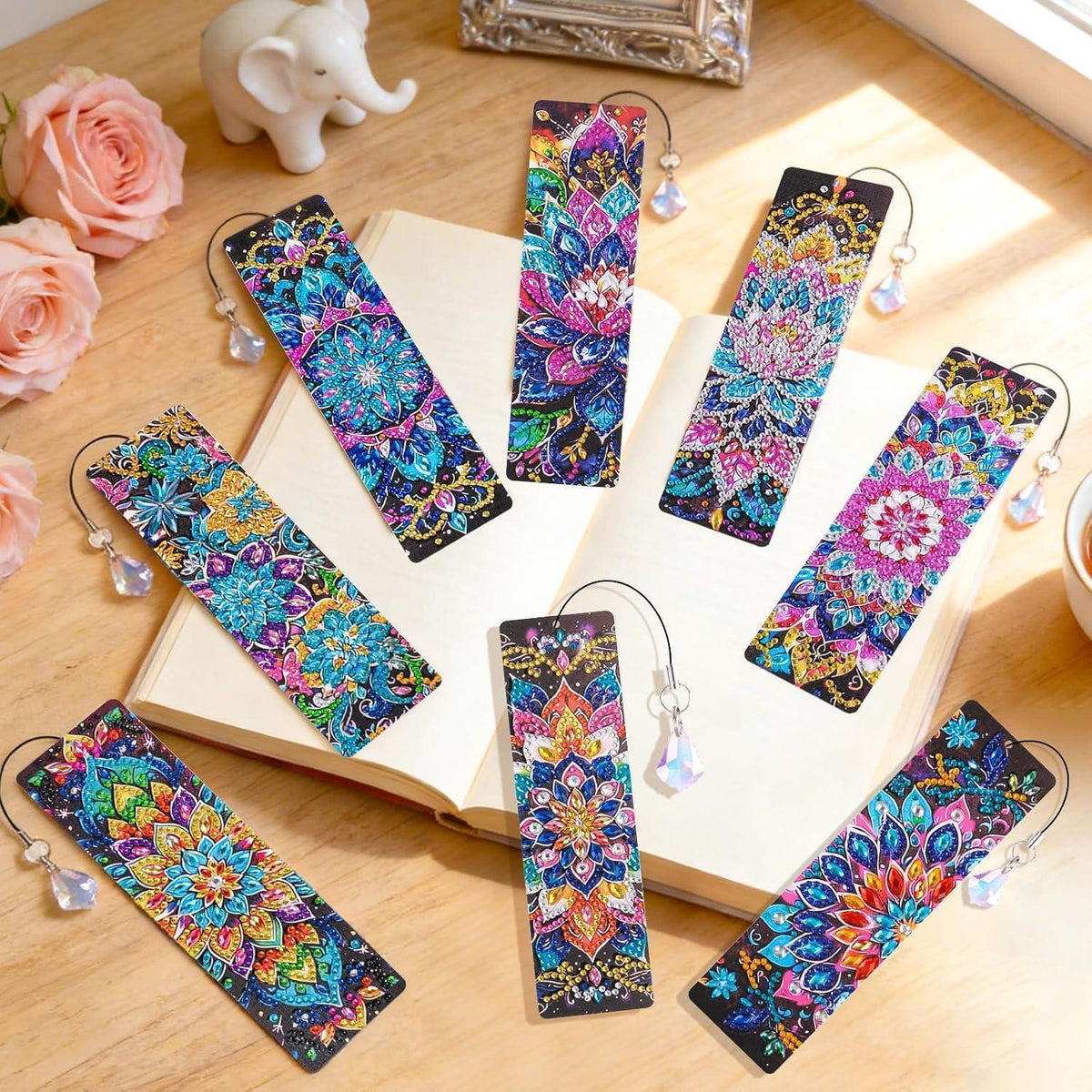 Diamond Painting Lesezeichen Mandala – 8er Set zum Basteln