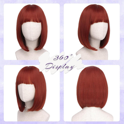 Kupferrote Bob Perücke mit Pony – 30cm Synthetik Perücke
