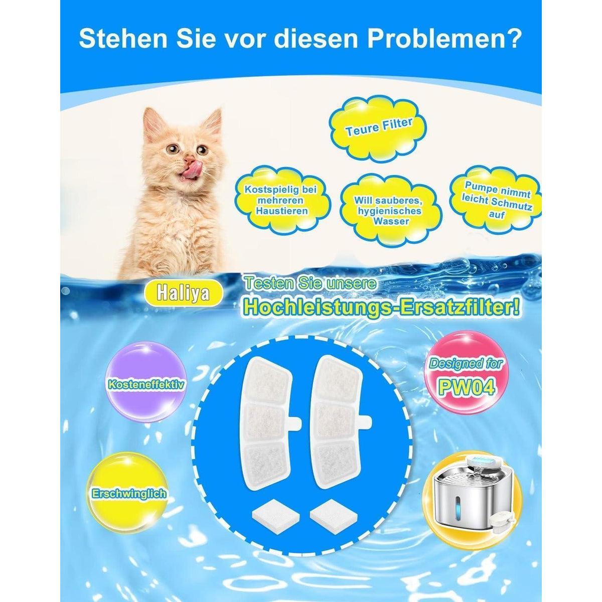 Ersatzfilter für Oneisall Katzenbrunnen 3.5L – 24er Pack