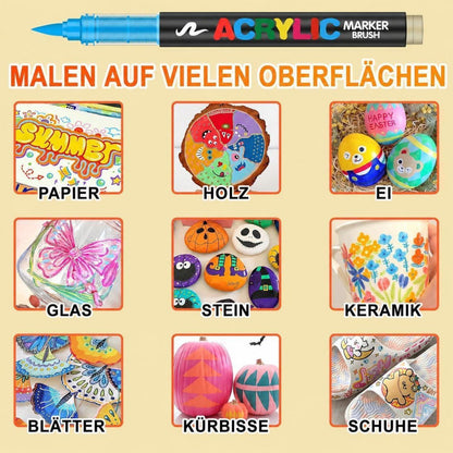 360 Acrylstifte Set für Steine, wasserfest & im Koffer