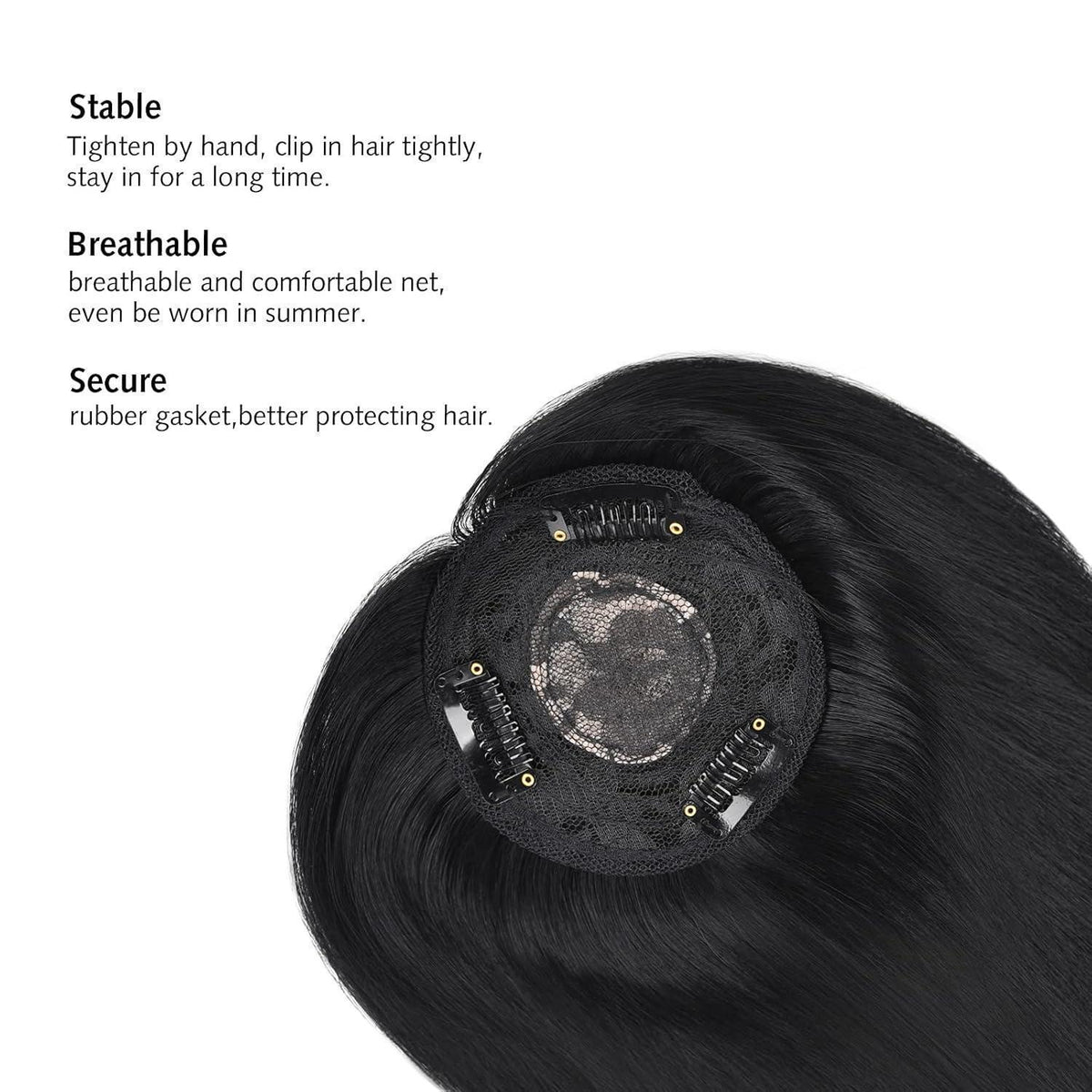 Haar Topper mit 3 Clips – Naturschwarz, 25cm für mehr Volumen