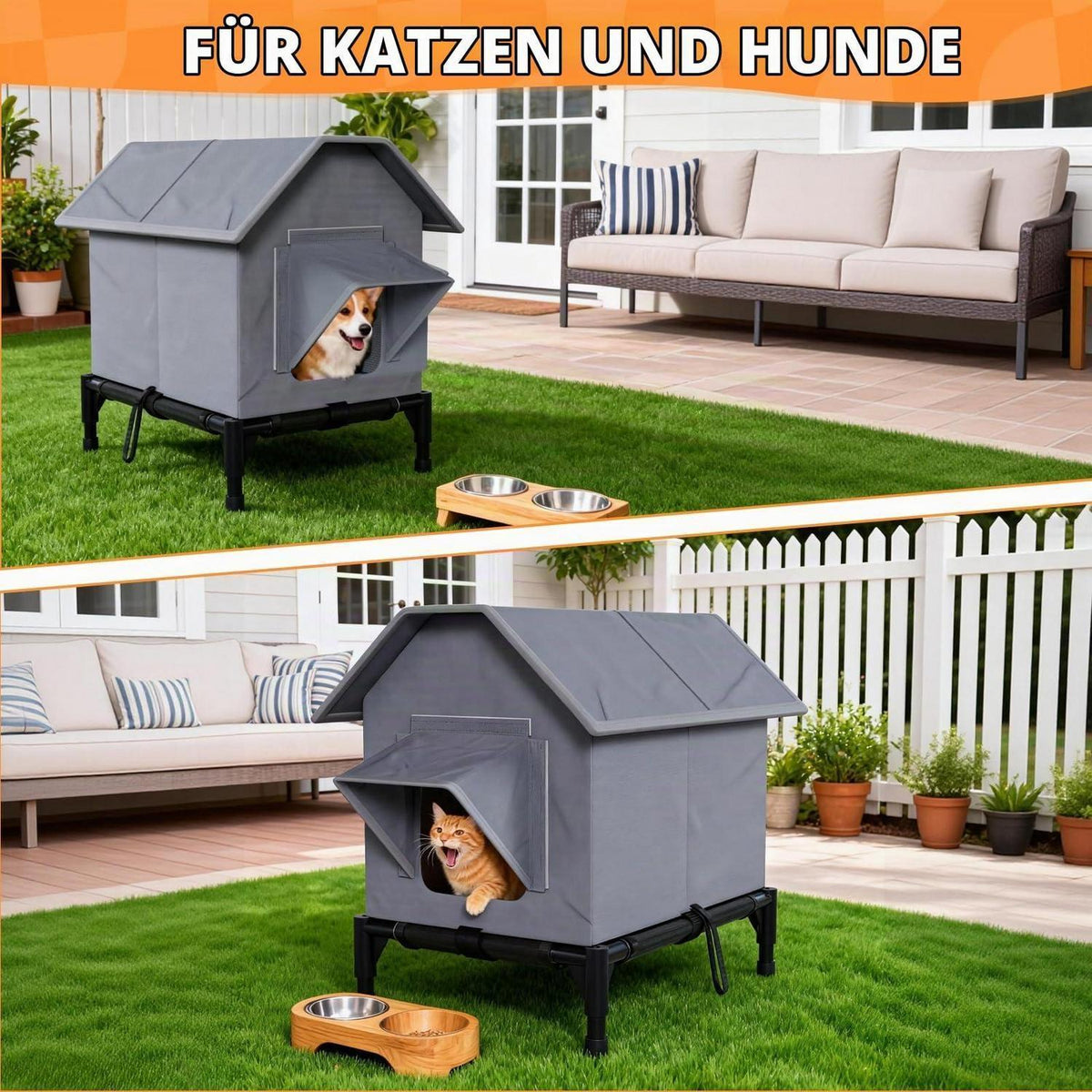 Winterfestes Katzenhaus mit erhöhtem Boden