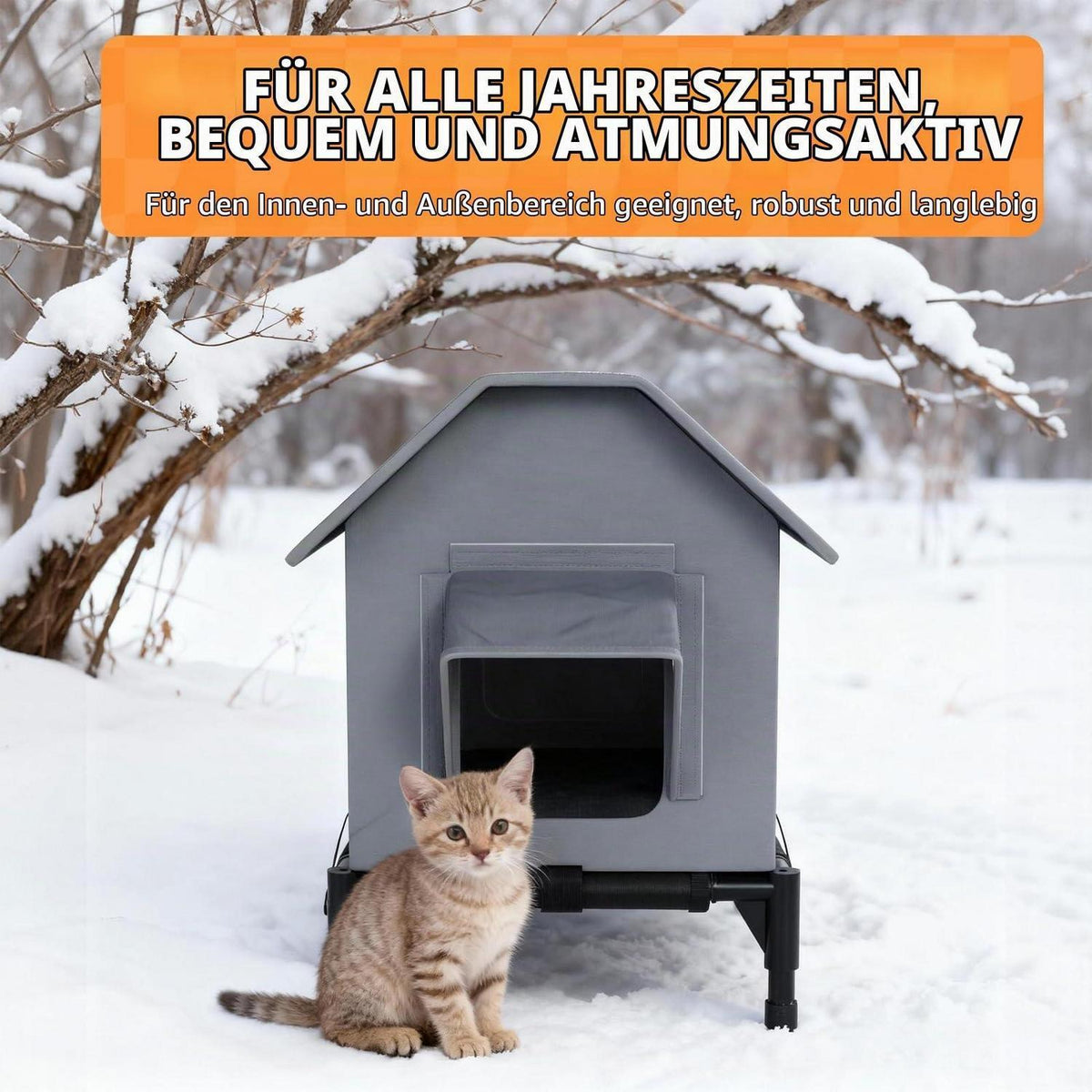 Winterfestes Katzenhaus mit erhöhtem Boden