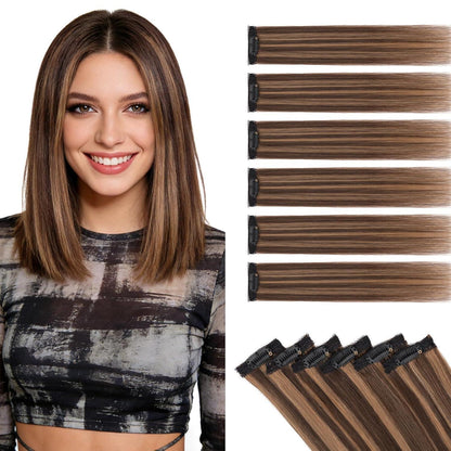 Echthaar Haarverlängerung Balayage Dunkelbraun/Hellbraun 55cm