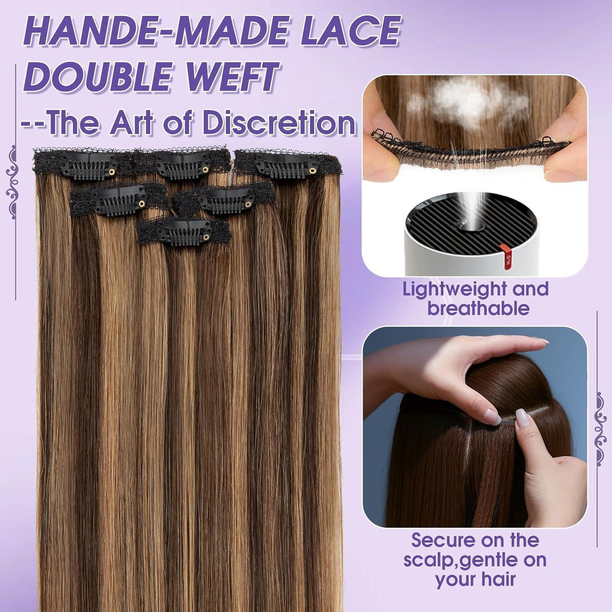 Echthaar Haarverlängerung Balayage Dunkelbraun/Hellbraun 55cm