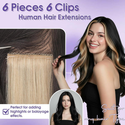 Echthaar Haarverlängerung Balayage Dunkelbraun 45cm