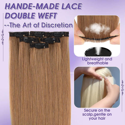 Echthaar Haarverlängerung Balayage Hellbraun 55cm