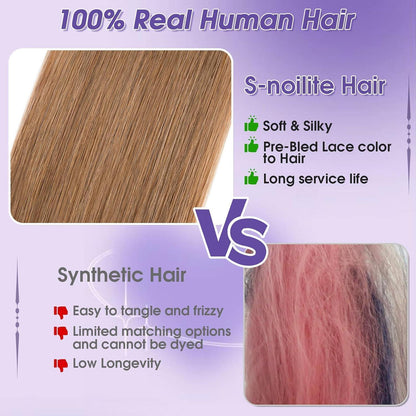 Echthaar Haarverlängerung Balayage Hellbraun 55cm