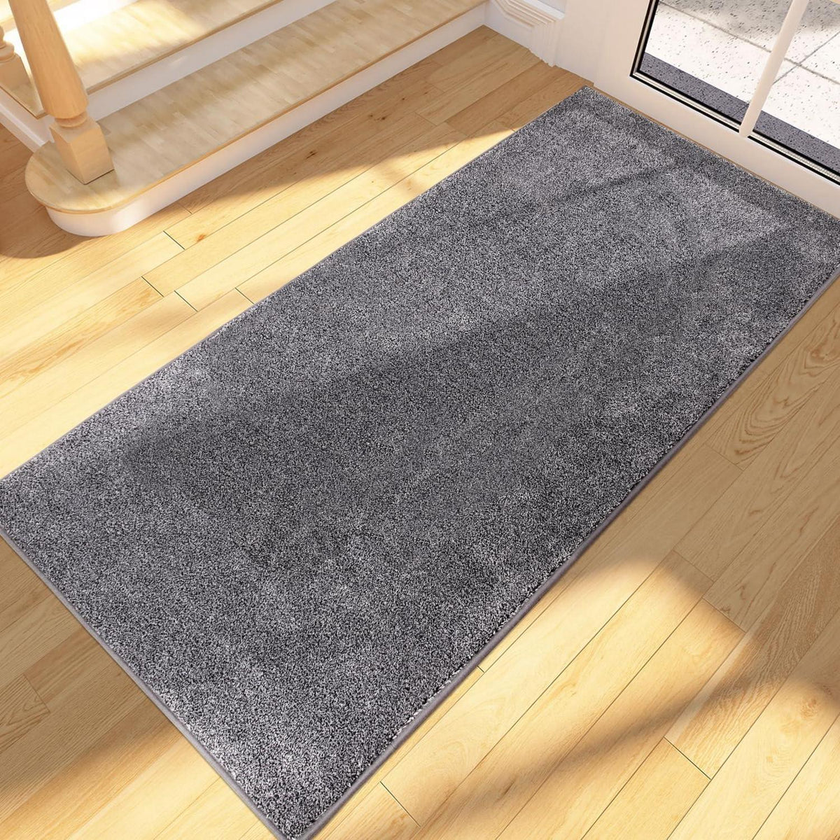 Läufer Teppich 60x210 cm – Schmutzfangmatte Grau-Schwarz