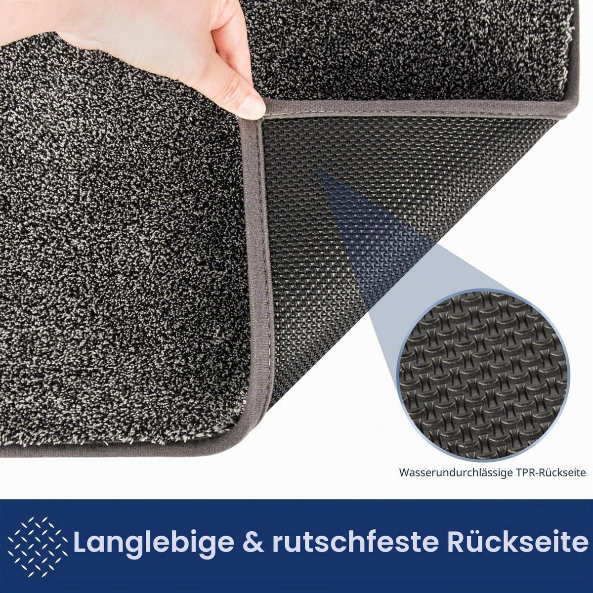 Läufer Teppich 60x210 cm – Schmutzfangmatte Grau-Schwarz