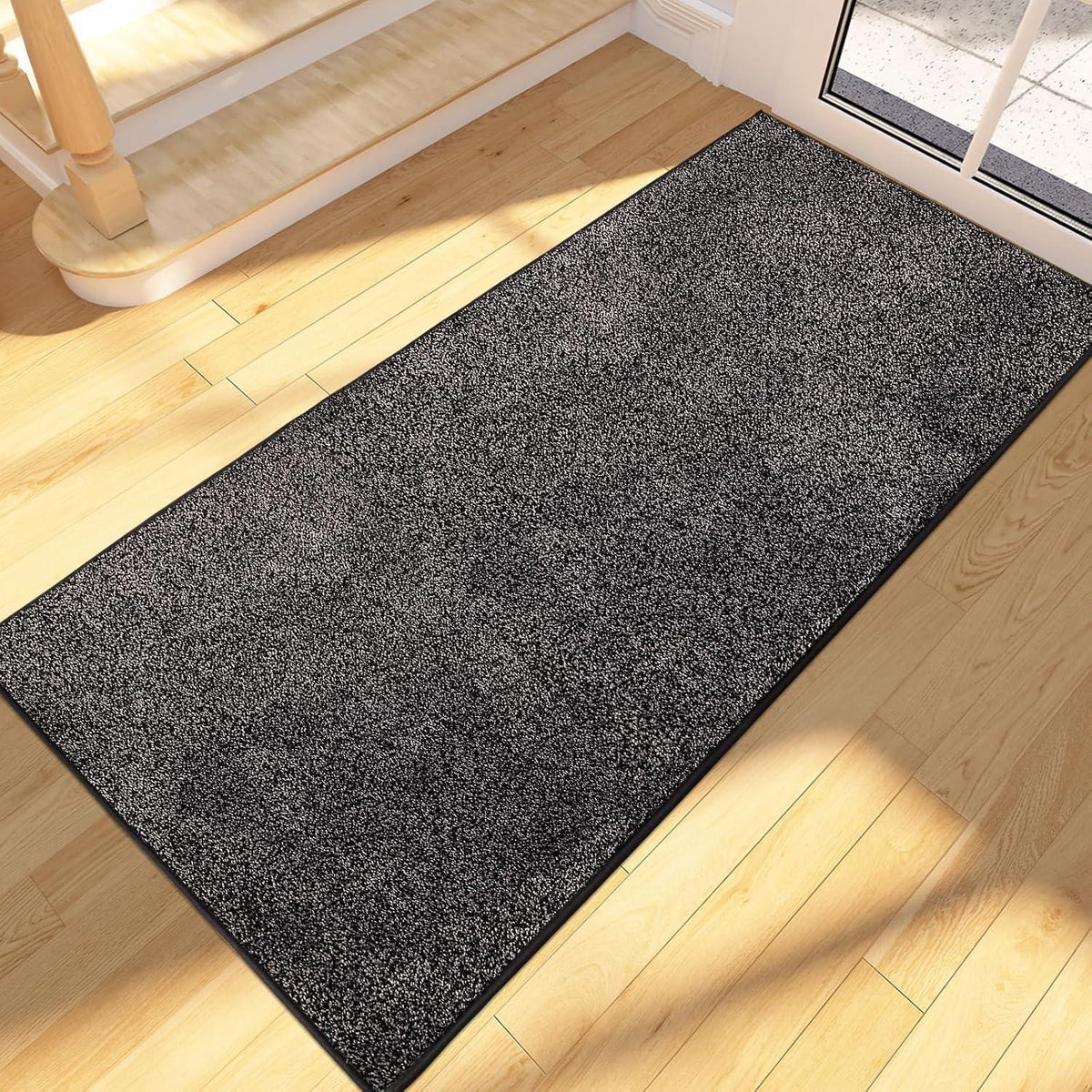 Läufer Teppich 60x210 cm, Schmutzfangmatte Holzkohlegrau