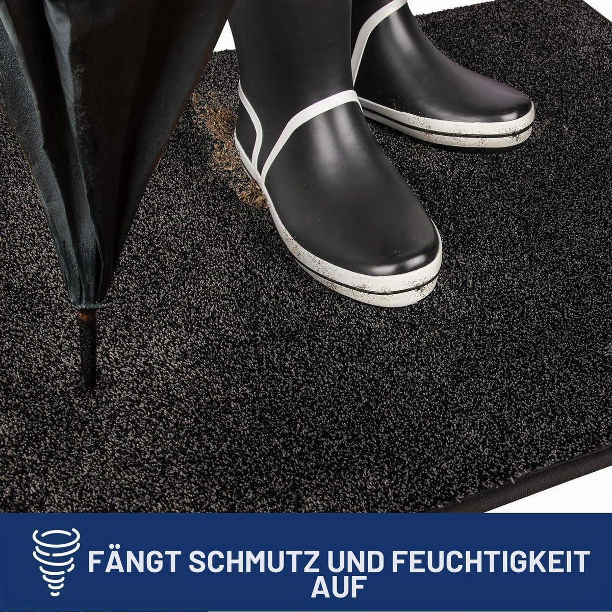 Läufer Teppich 60x210 cm, Schmutzfangmatte Holzkohlegrau