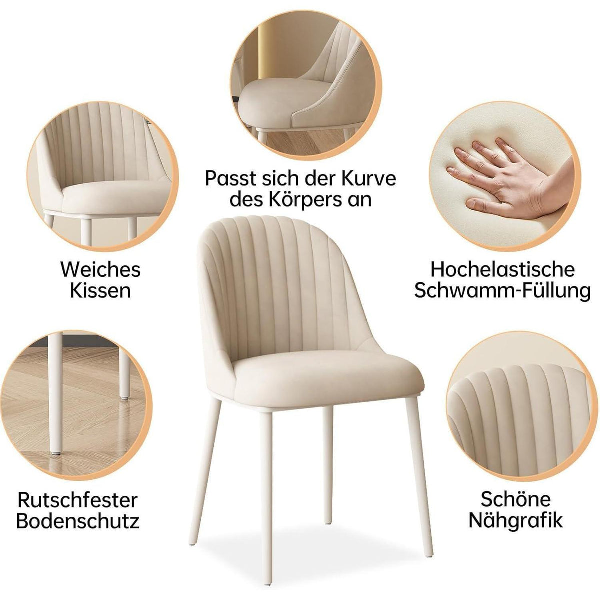 Samt Esszimmerstühle Set 2 | Modern & Bequem
