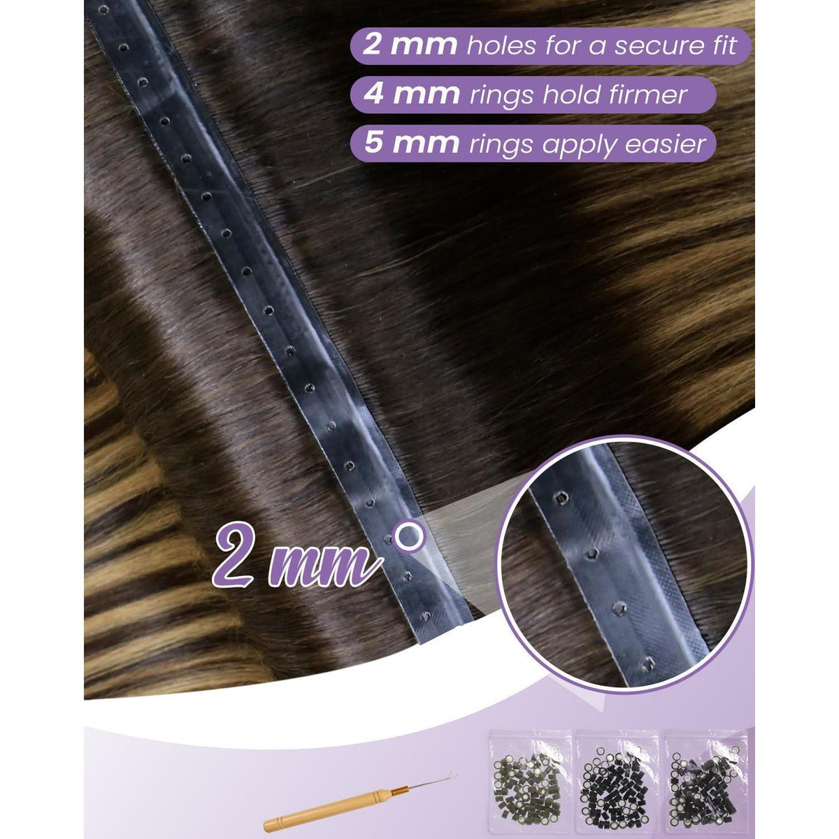 Echthaar Tressen Braun 60cm – Dunkelbraun Balayage Weft
