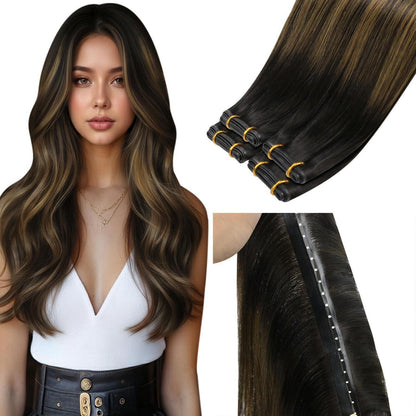 Echthaar Tressen Braun 50cm – Remy Sew-in Extensions