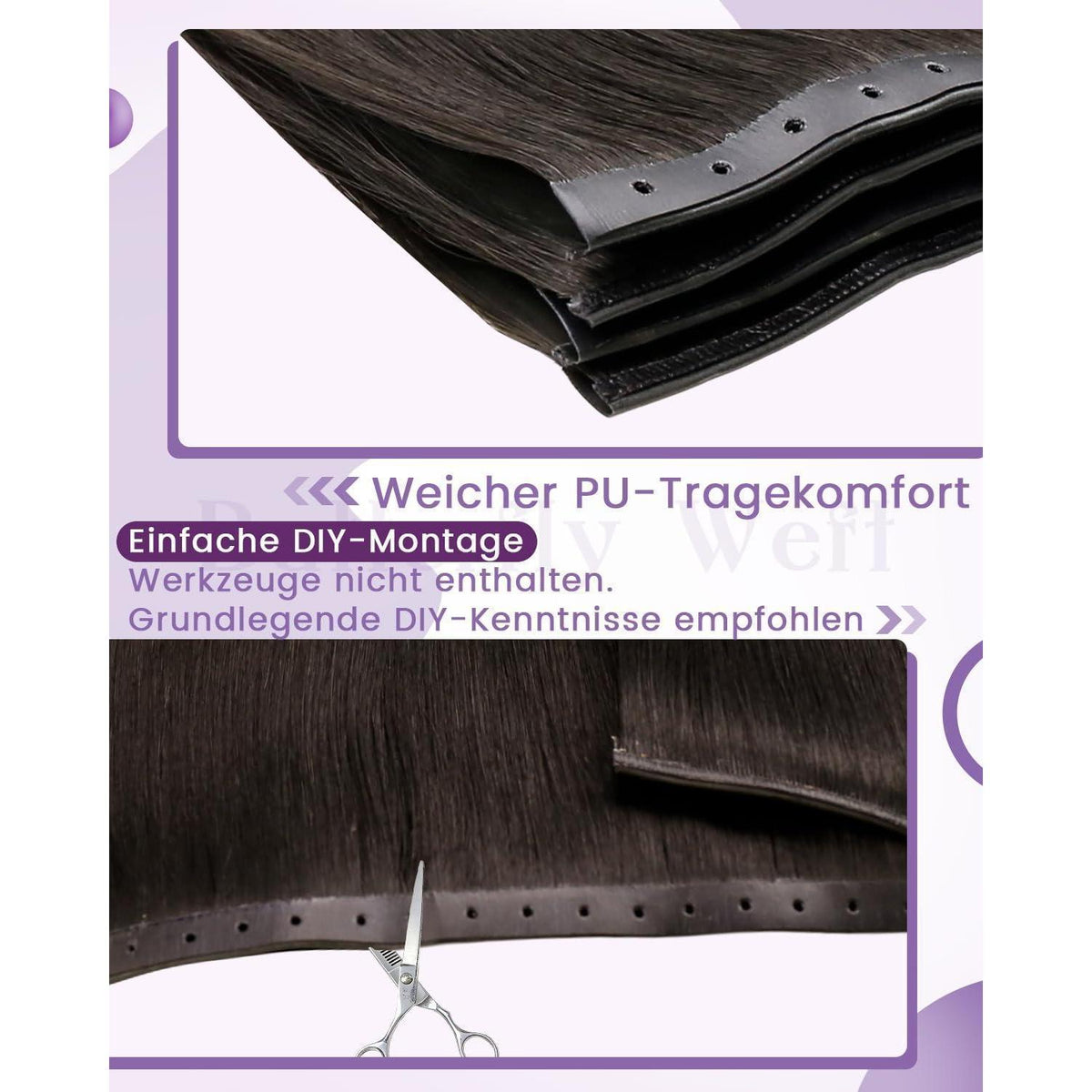 Echthaar Tressen Braun 55cm – Butterfly Weft Extensions