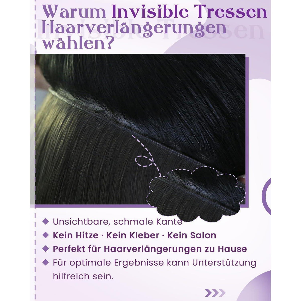 Echthaar Tressen Braun 55cm – Butterfly Weft Extensions