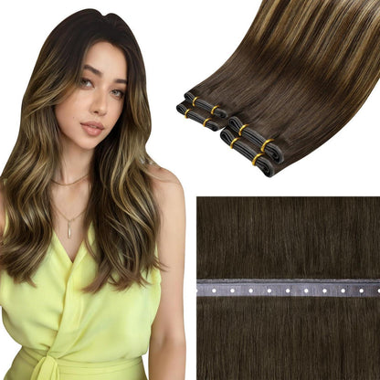 Echthaar Tressen Braun Balayage Ombre 45cm