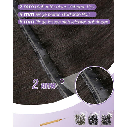 Echthaar Tressen Dunkelbraun 50cm – Butterfly Weft