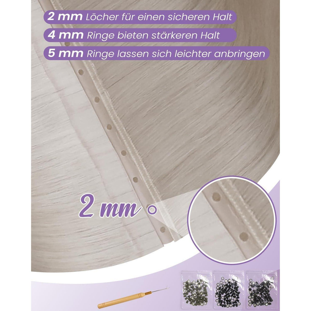 Echthaar Tressen Extensions Blond #60 – 45cm, 100g
