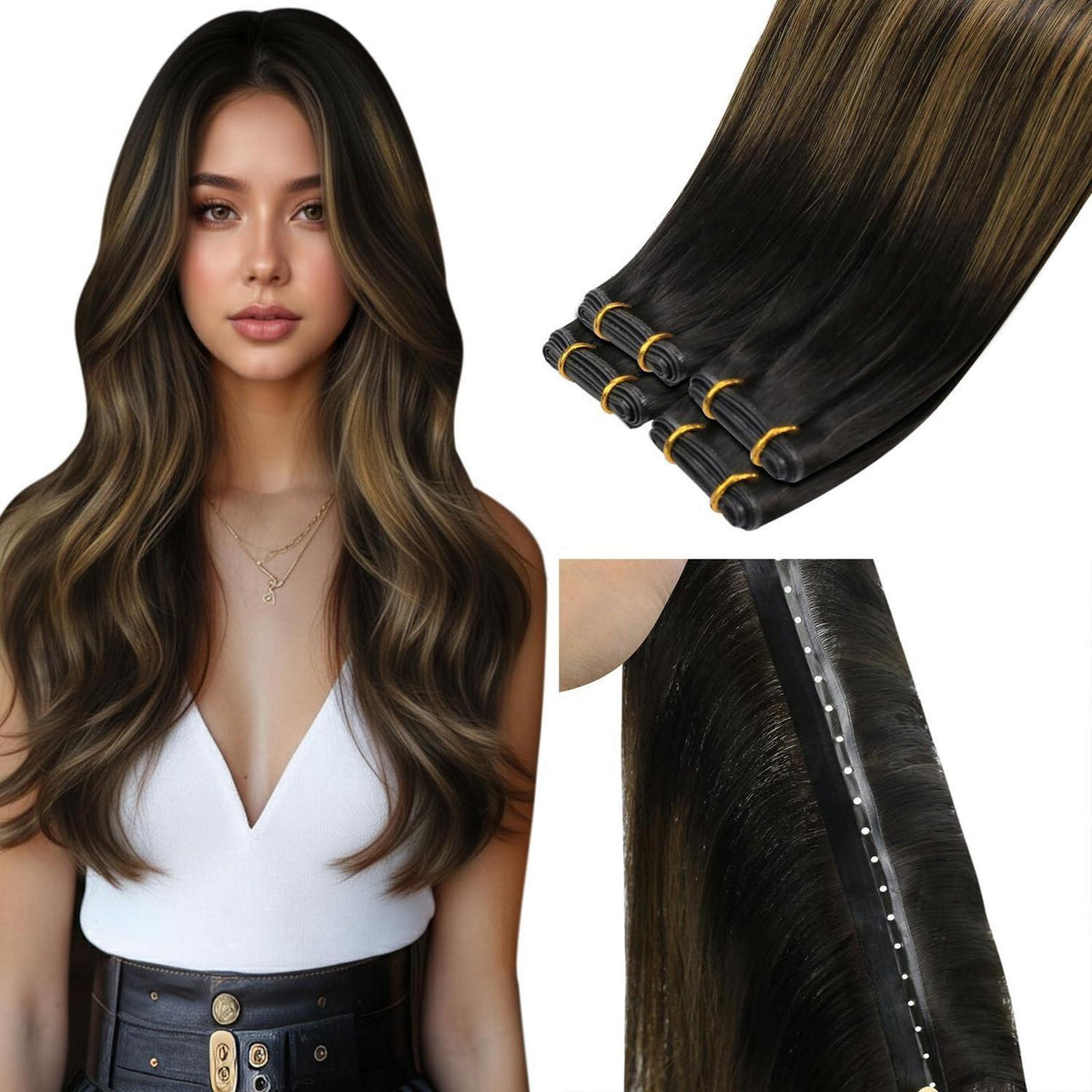 Echthaar Tressen Braun Ombre – 45cm, 100g #2/8/2