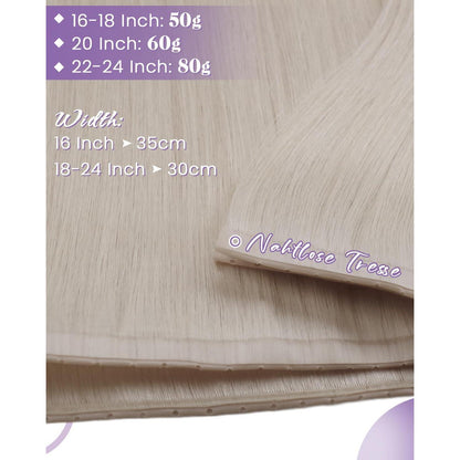 Echthaar Tressen Platinblond 50cm – Remy Weft Extensions