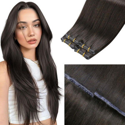 Echthaar Tressen Braun – Butterfly Weft, 45cm, 50g #2