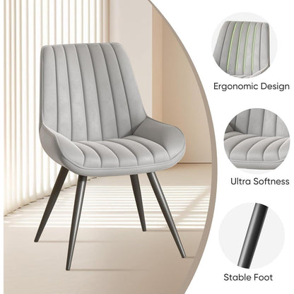 Esszimmerstühle 8er Set Grau | Polsterstühle mit Sitzkissen