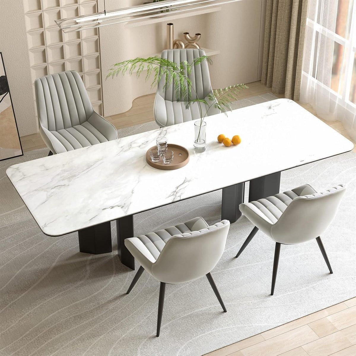 Esszimmerstühle 8er Set Grau | Polsterstühle mit Sitzkissen