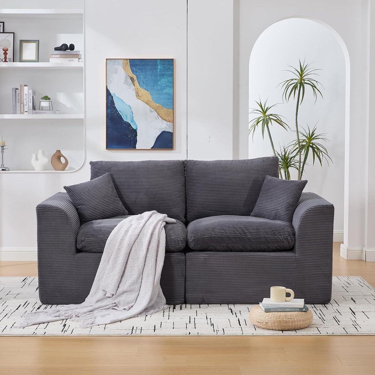 Compressed Sofa Einzelsitzer Cordstoff - Dunkelgrau & Kombinierbar