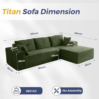 Modulares Sofa mit Chaiselongue – Cloud Couch, L-förmig, Grün