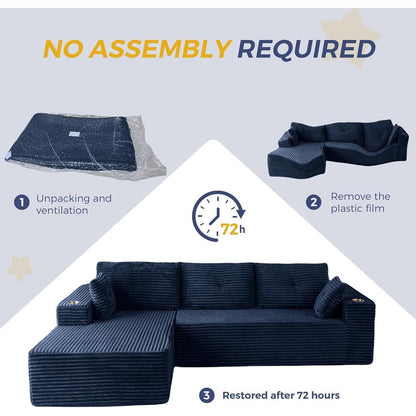 Modulares Sofa mit Chaiselongue – Cloud Komfort, Dunkelblau