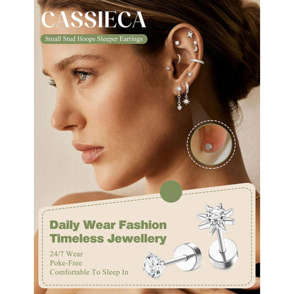 Helix Piercing Set | 21tlg. Ohrringe aus Chirurgenstahl & Gold