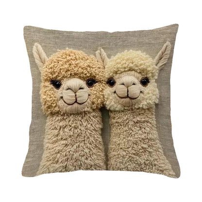 2er Set Kissenbezüge Niedliche Tiere 45x45cm Alpaka