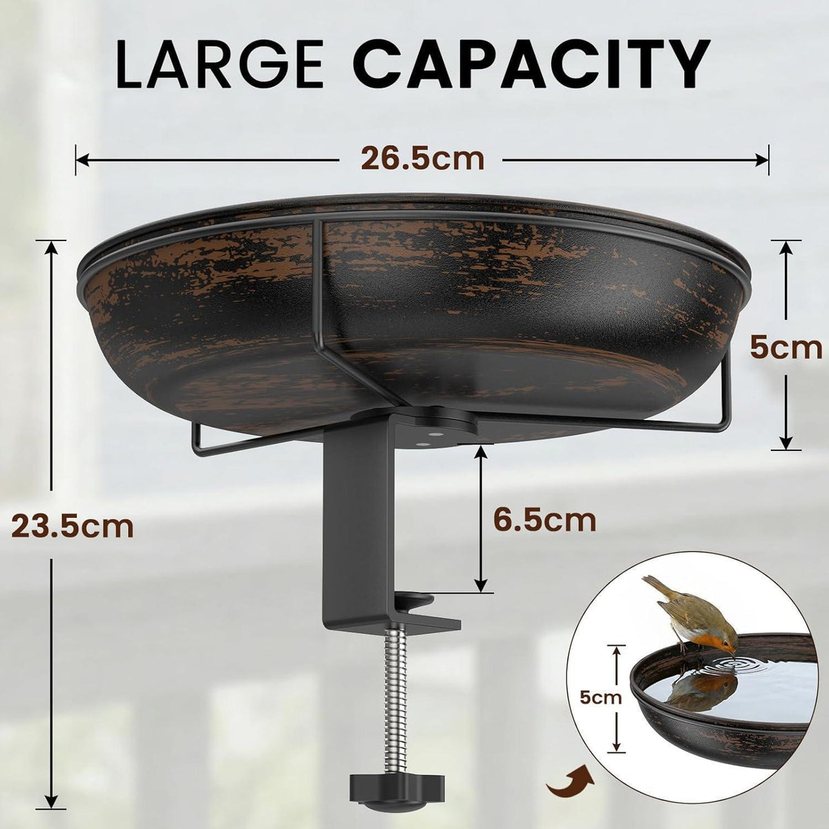 Hängende Vogeltränke aus Metall für Balkon & Garten