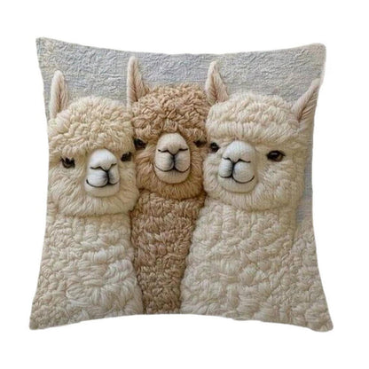 2x Kissenbezug Esel Alpaka – 45x45cm, Weicher Kurzflor