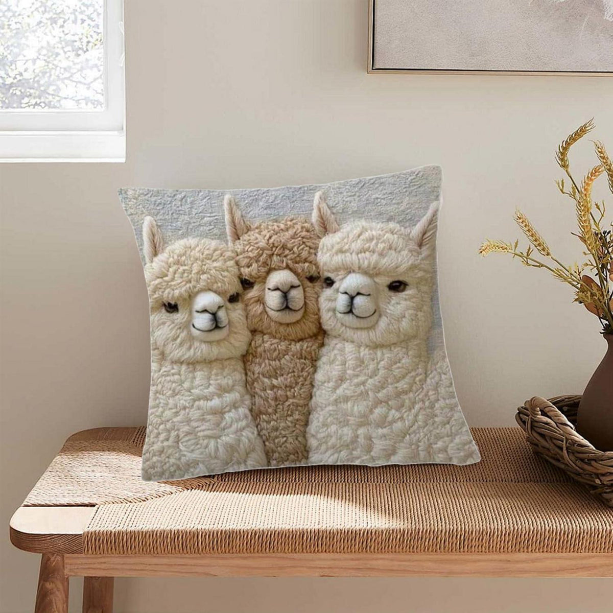 2x Kissenbezug Esel Alpaka – 45x45cm, Weicher Kurzflor