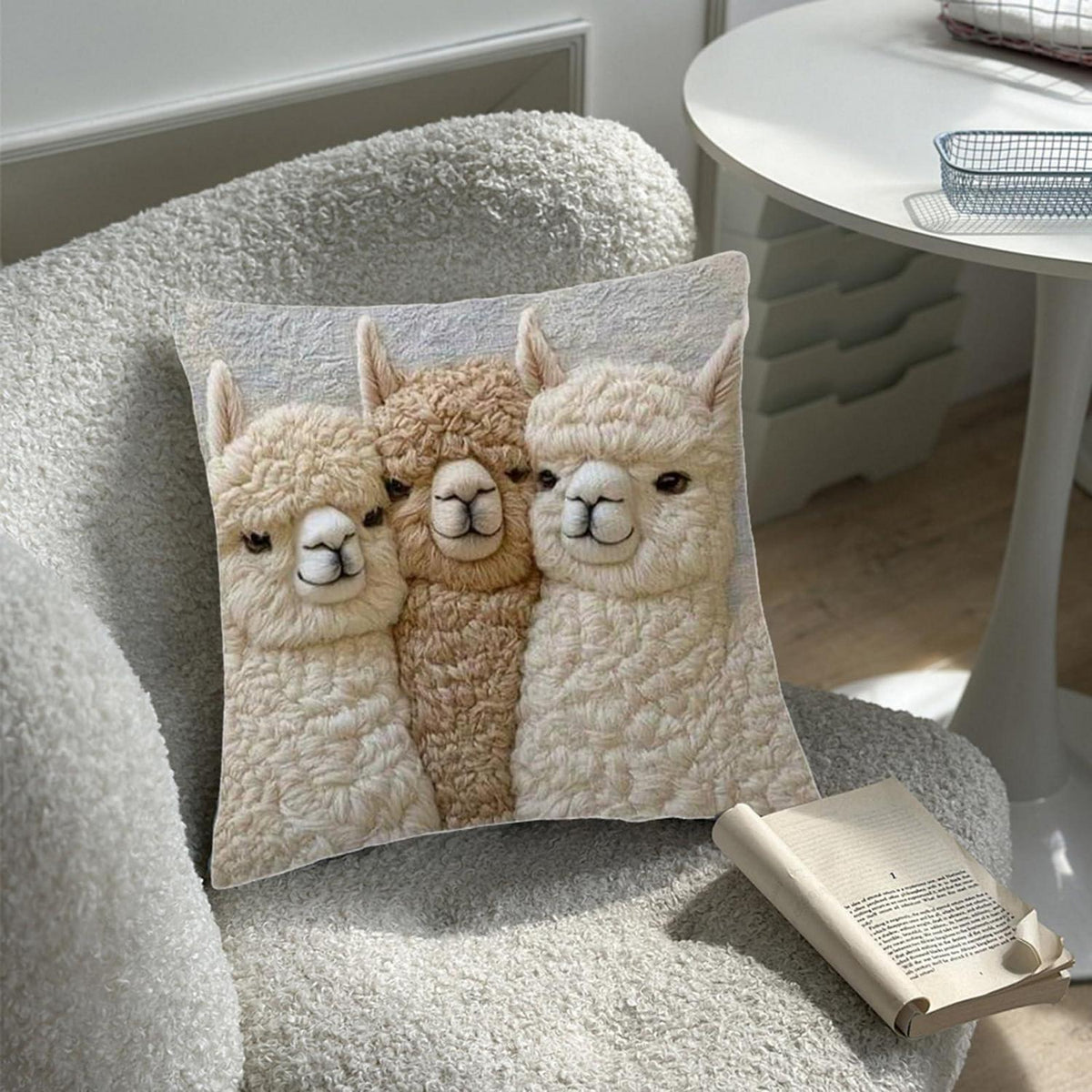 2x Kissenbezug Esel Alpaka – 45x45cm, Weicher Kurzflor