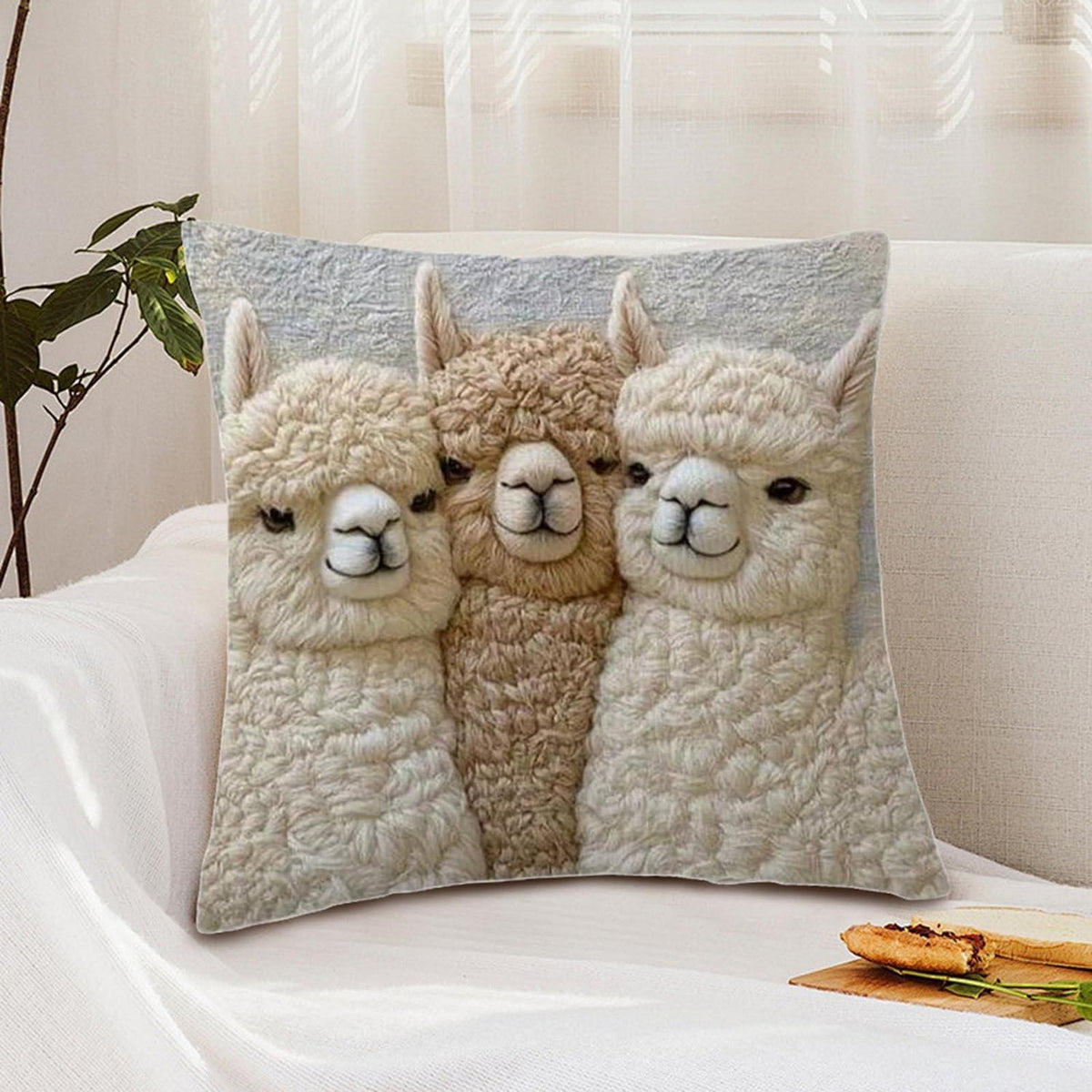 2x Kissenbezug Esel Alpaka – 45x45cm, Weicher Kurzflor