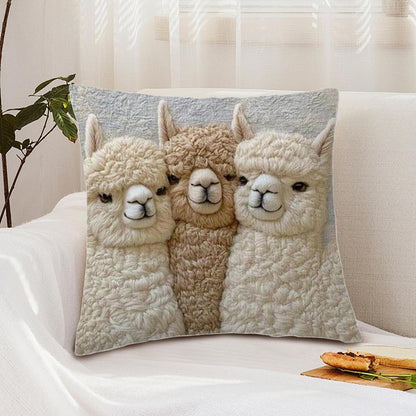 2x Kissenbezug Esel Alpaka – 45x45cm, Weicher Kurzflor