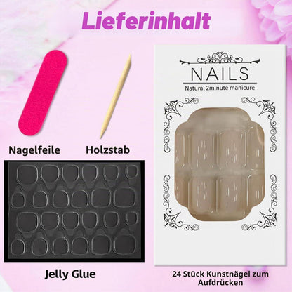 Künstliche Nägel Weiß French Tip Kurz Eckig 24 Stück