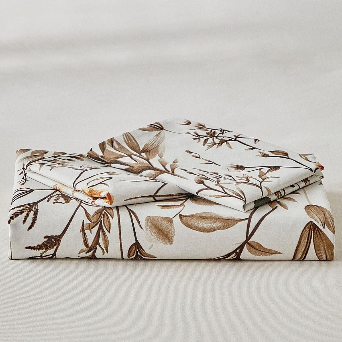 Bettwäsche-Set 240x220 - Mikrofaser mit Blumenmuster, Beige