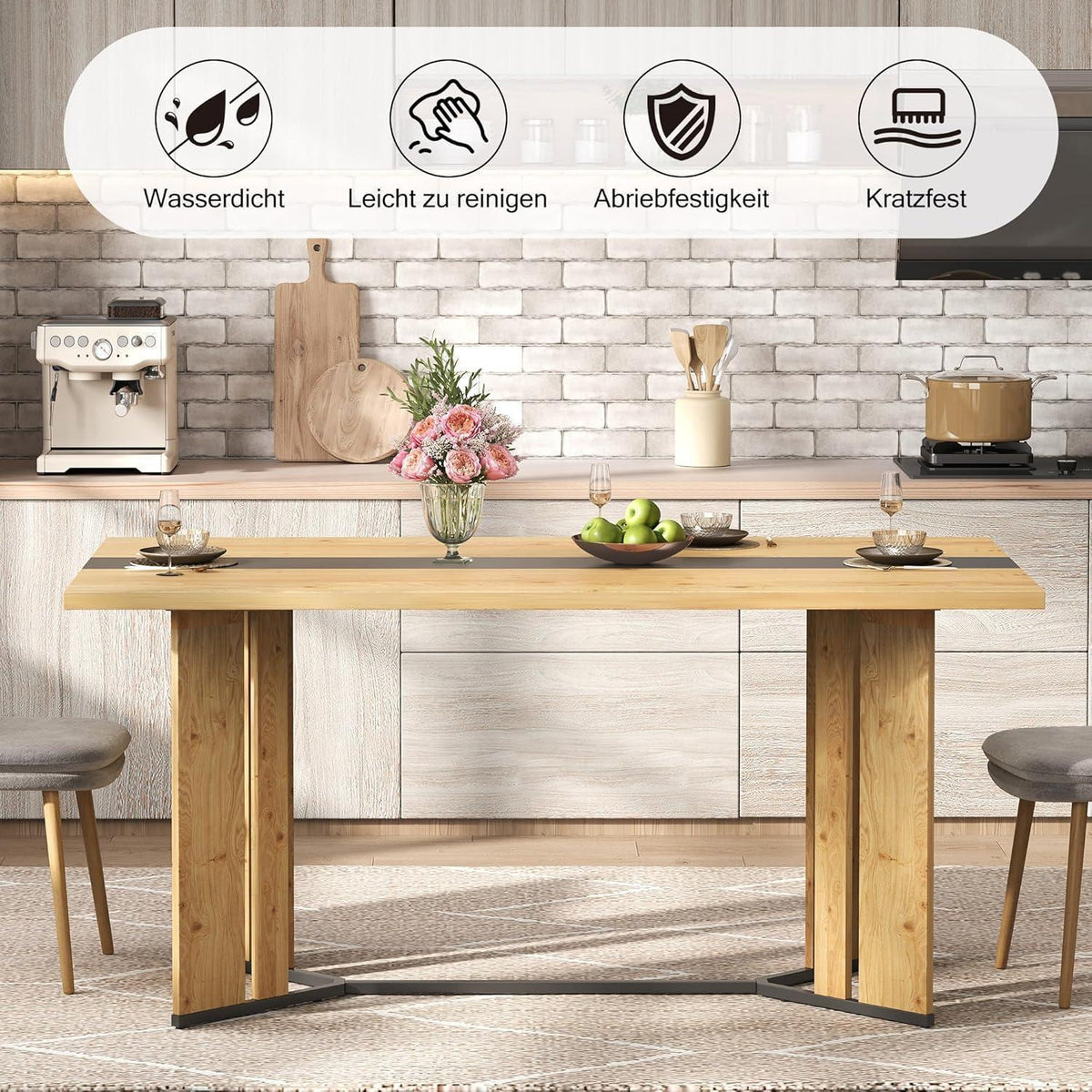 Esstisch 150cm Eiche Skandinavischer Stil Holz Esstisch